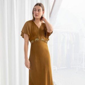Other Stories Beaded Leopard Satin Maxi Dress Sz10
